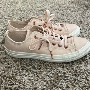 Pink Leather Converse with Rose Gold Detail